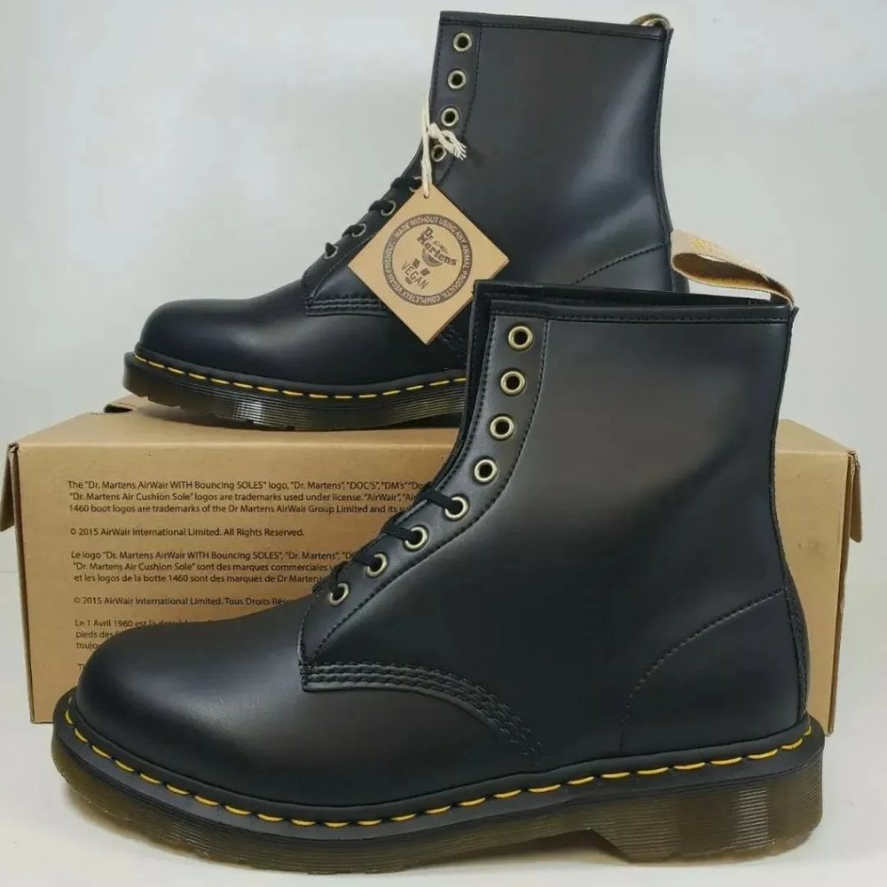 Dr. Martens Vegan 1460 Lace Up Boots, Black, 12 Women/11 Men